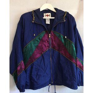Vintage Active Frontier Retro Hooded Jacket Womens Large Blue Purple Lined Zip